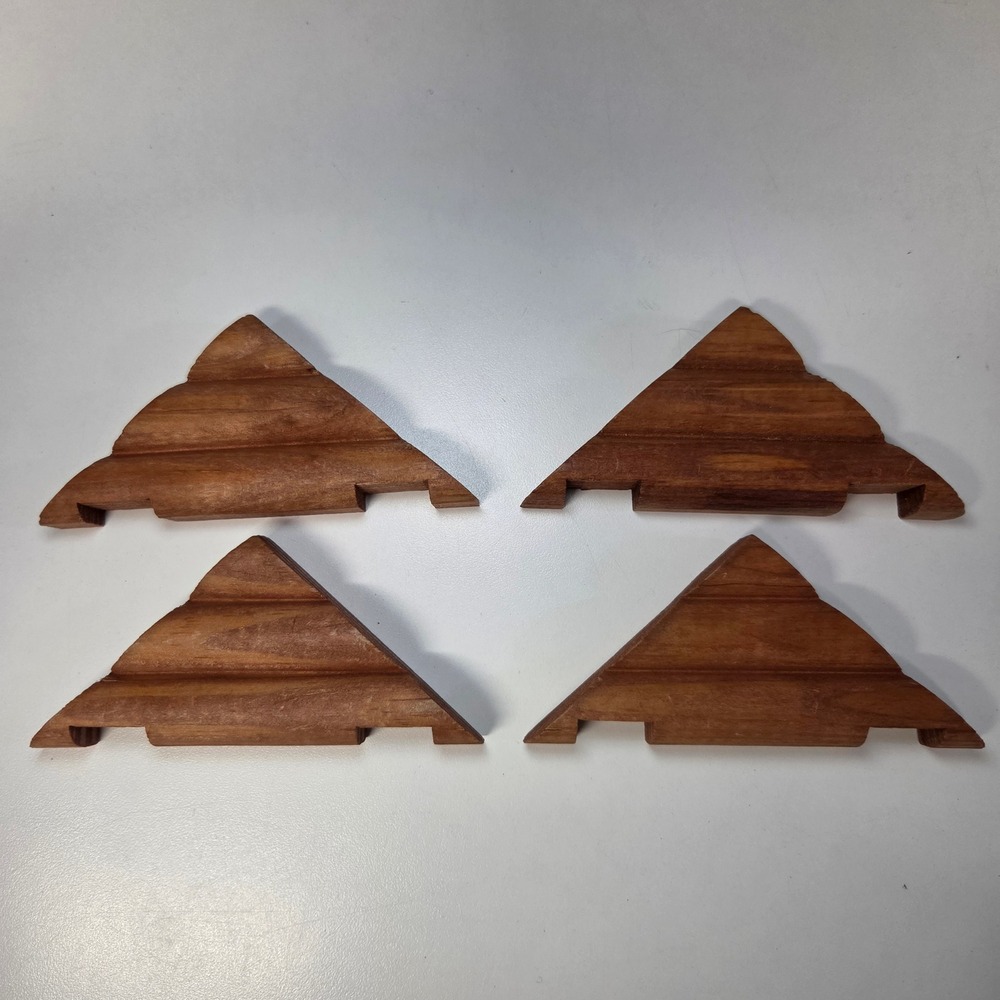 Lincoln Logs Wood Roof Support Gables Replacement Parts Set of 4 Brown